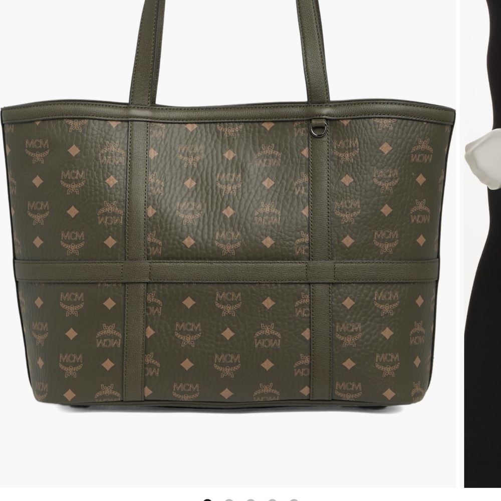 MCM Olive Green Logo Tote - Picture 4 of 9